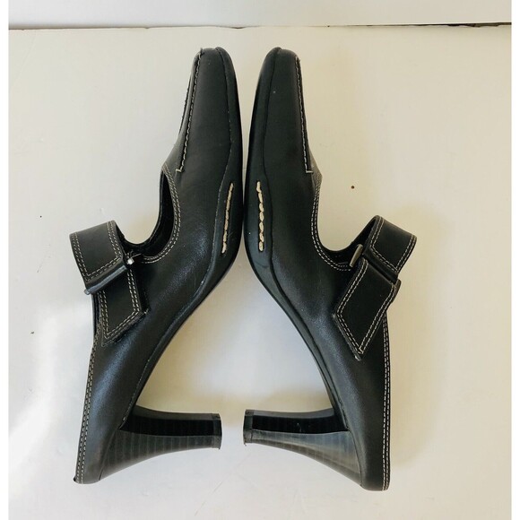 A2 by Aerosoles Two Beauty Black Leather Size 6 M Open Back, stylish block heels - Picture 9 of 9
